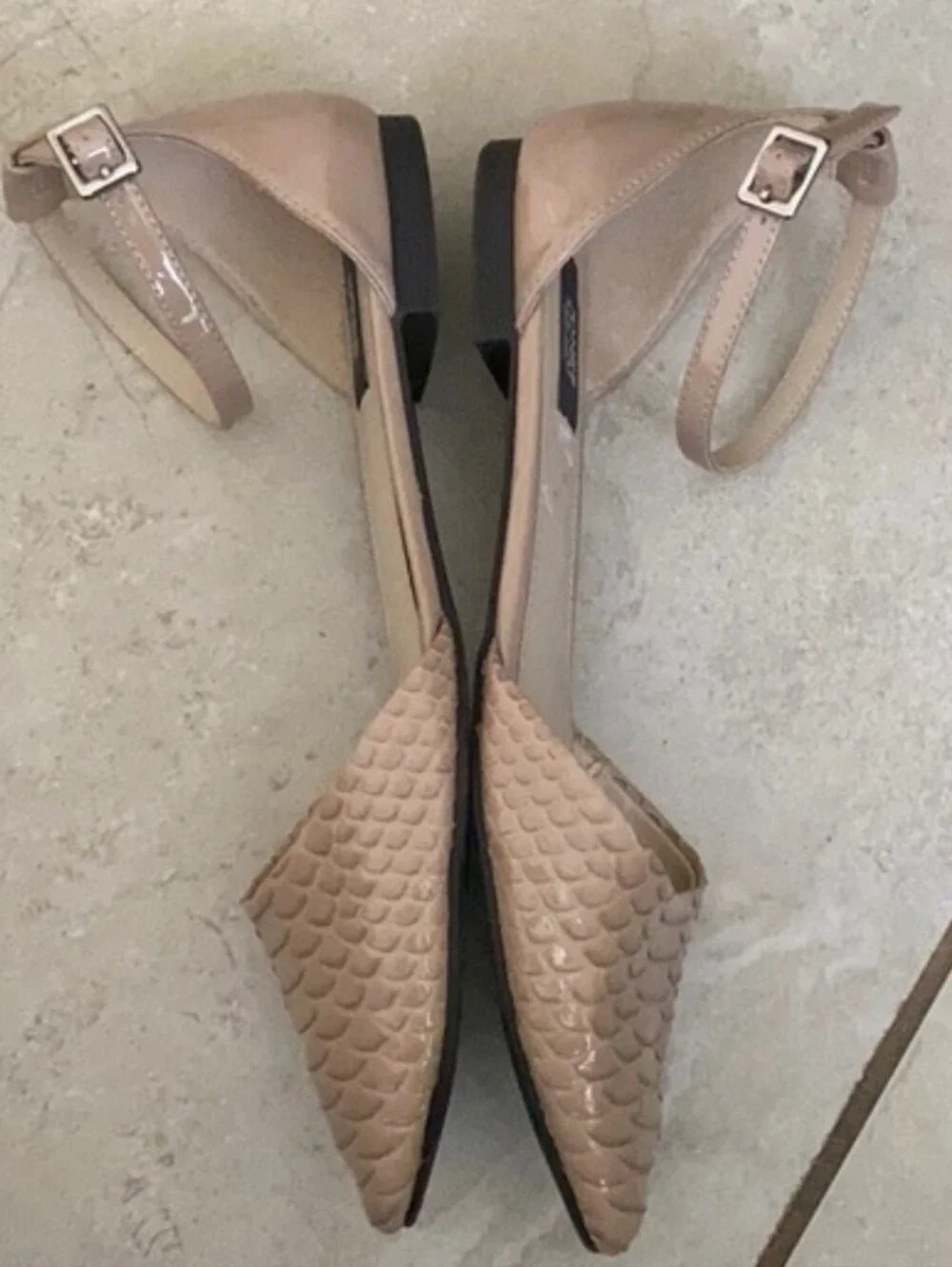 Jones New York | Sophia Nude Patent Pointed Ankle-Strap Flats